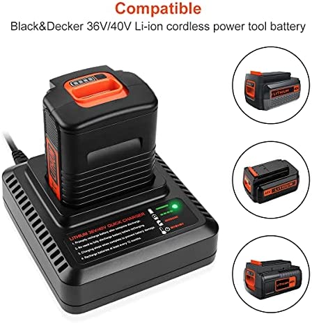 36V/40V MAX Battery Fast Charger Replacement for Black and Decker
